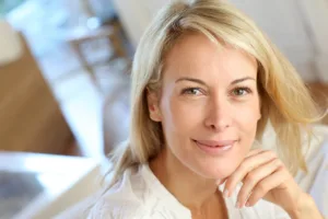 Woman Holding Chin Feeling Confident