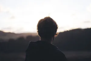 man looking into distance