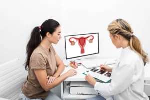 woman talking to vaginoplasty doctor about vaginal surgery options